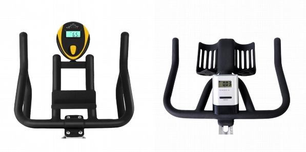 Consoles of Cyclace Exercise Bike and JOROTO Belt Drive Indoor Cycling Bike.