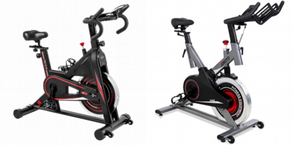 Side by side comparison of DMASUN Indoor Cycling Bike and JOROTO Belt Drive Indoor Cycling Bike.