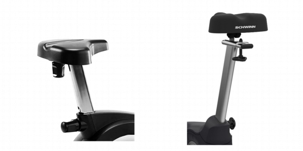 Seats of NordicTrack Commercial VU 19 and Schwinn 170 Upright Bike.